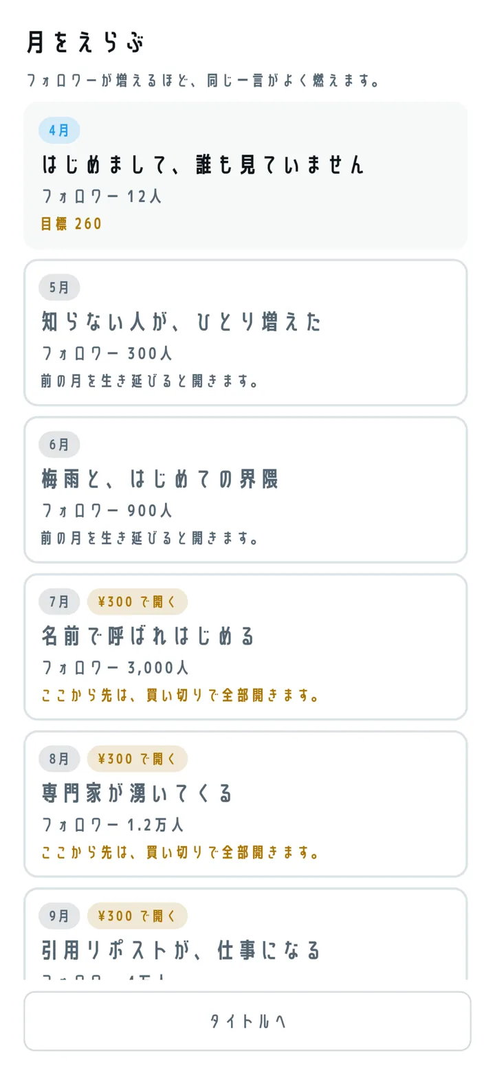 燃えるなバズれ 月えらび。4〜6月は無料、7月以降は鍵つき
